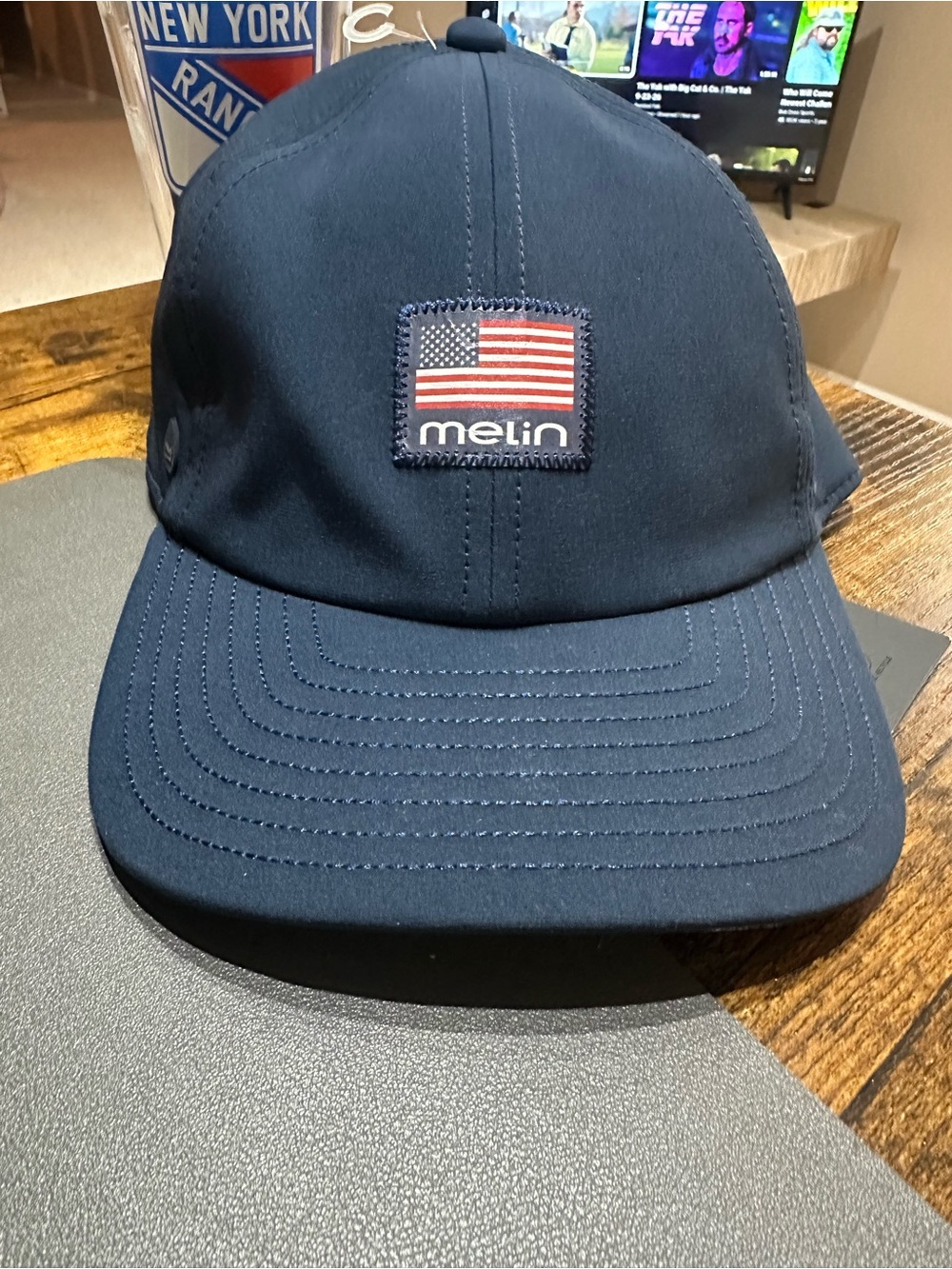 Melin Brand Navy Blue Hat with American Flag Patch